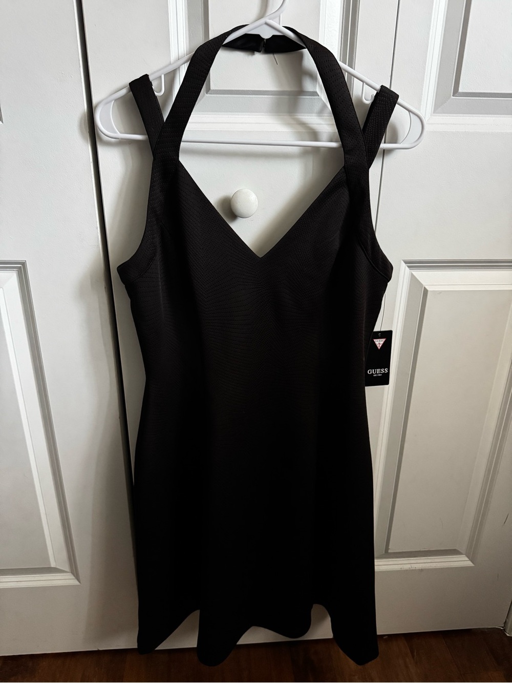 Guess Black Halter V-Neck Mini Dress